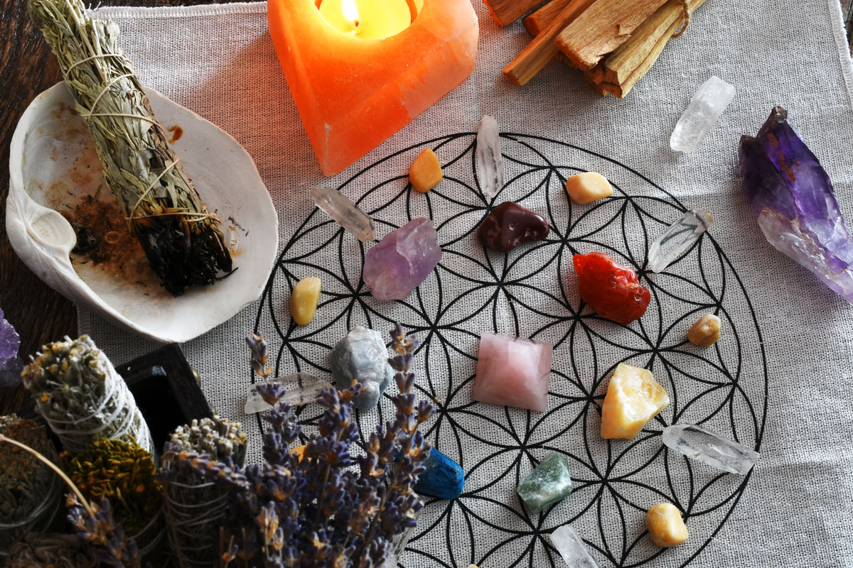 crystal healing table